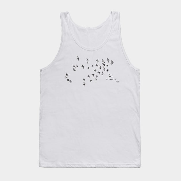 "No net ensnares me" + flock of birds - Jane Eyre quote, Charlotte Bronte (pale pink background) Tank Top by Ofeefee